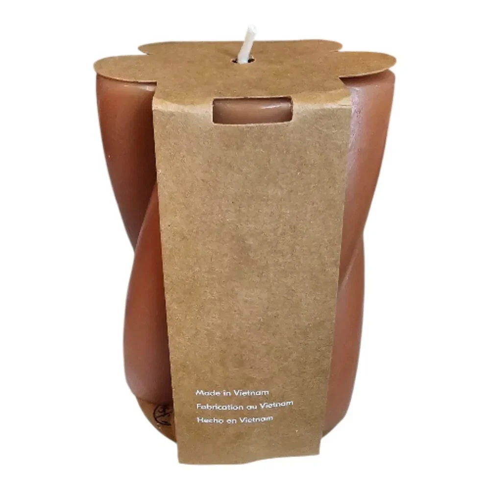 West Elm Chunky Twist Pillar Candle in Clay, NWT